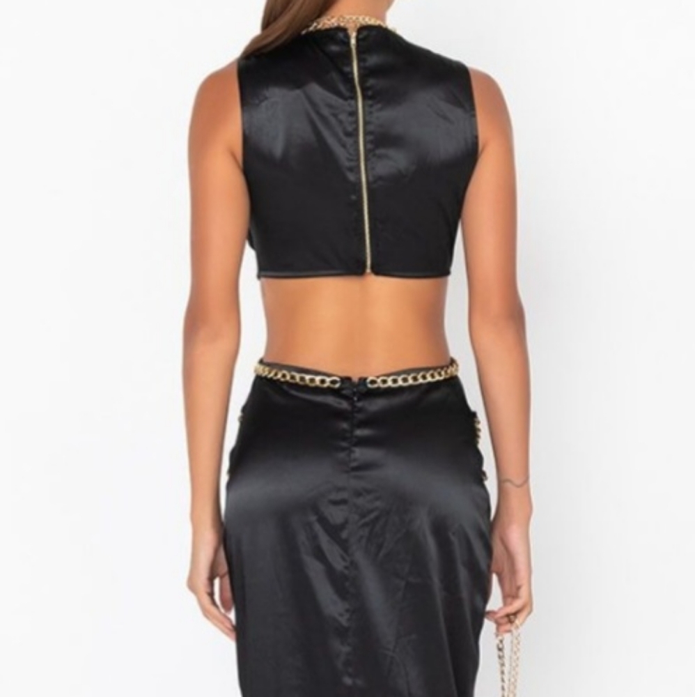 Chain Me Up Maxi Satin Dress - Picture 3 of 4